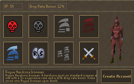 Account selection screen